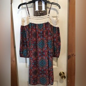 Trixxi Dress, mid length above knee, lightweight, off shoulder